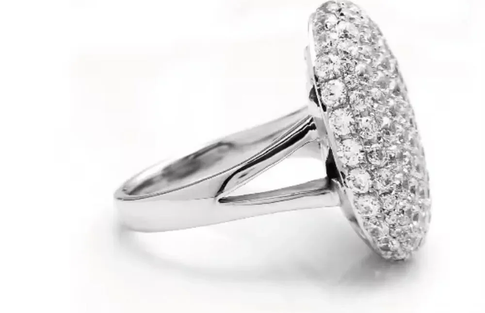 Italian Jewelry Boutique Silver Plated Sparkling Crystal Cocktail Ring Sz 8 NWOT